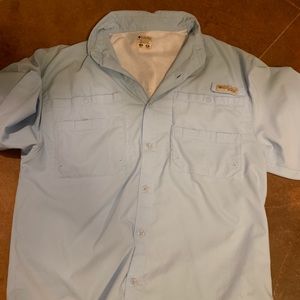 Columbia Blue Short Sleeve Fishing Shirt